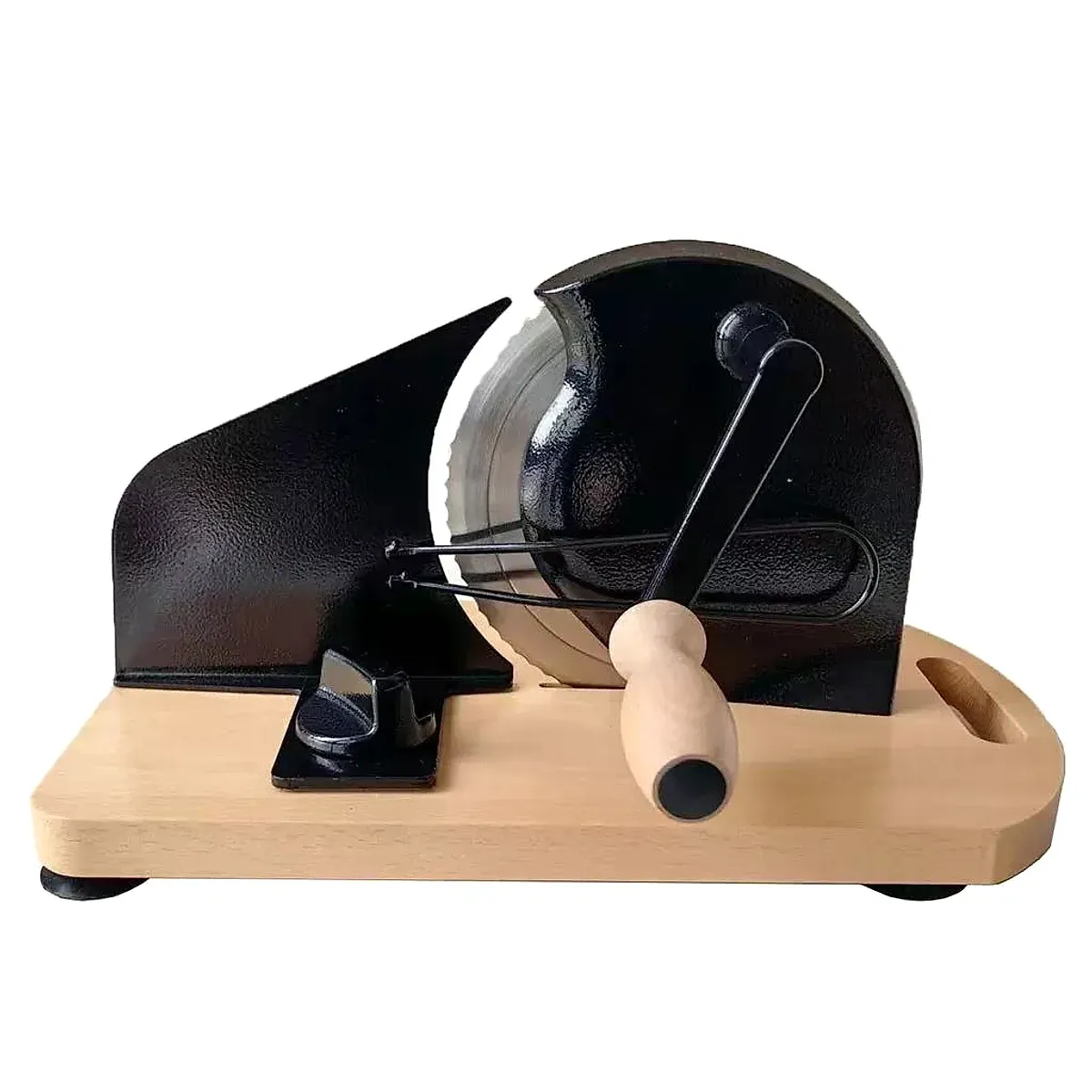 Manual Wooden Bread Slicer with Hand Crank Blade