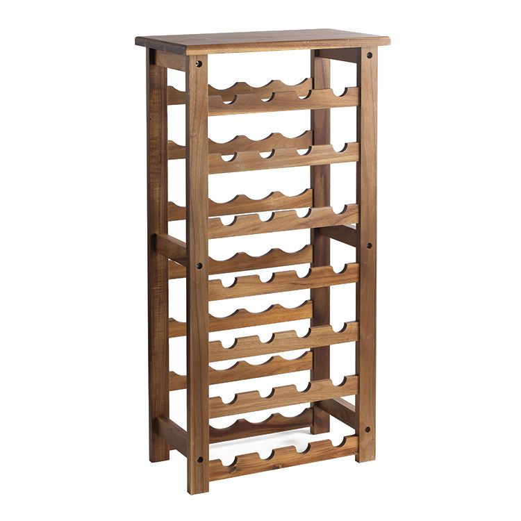 7 Tier Wooden Floor Wine Rack for 28 Bottles
